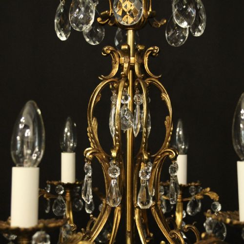 FRENCH GILDED 8 LIGHT ANTIQUE CHANDELIER - ADDITIONAL PHOTO 8