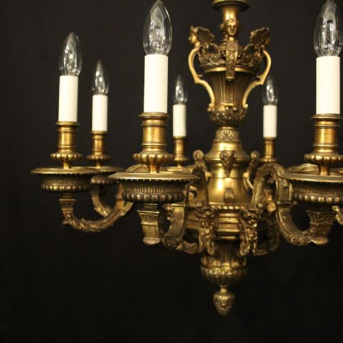 FRENCH GILDED BRONZE MAZARIN 8 LIGHT ANTIQUE CHANDELIER - ADDITIONAL PHOTO 1