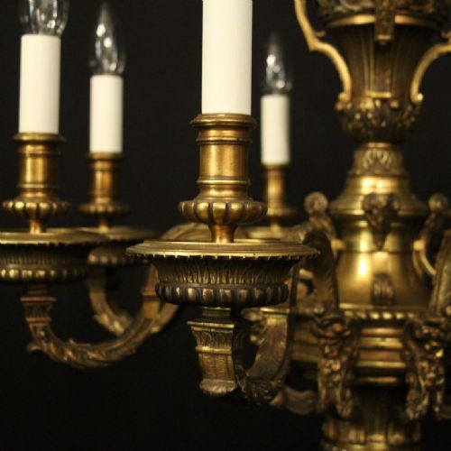 FRENCH GILDED BRONZE MAZARIN 8 LIGHT ANTIQUE CHANDELIER - ADDITIONAL PHOTO 2