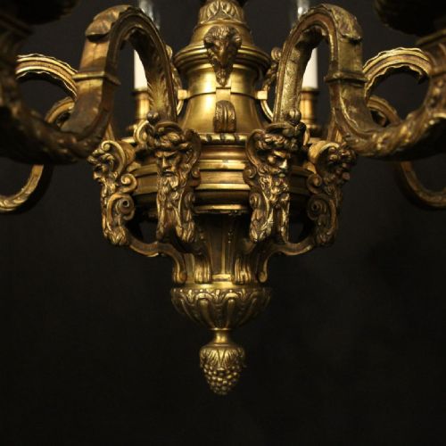 FRENCH GILDED BRONZE MAZARIN 8 LIGHT ANTIQUE CHANDELIER - ADDITIONAL PHOTO 4