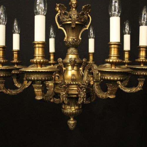 FRENCH GILDED BRONZE MAZARIN 8 LIGHT ANTIQUE CHANDELIER - ADDITIONAL PHOTO 5