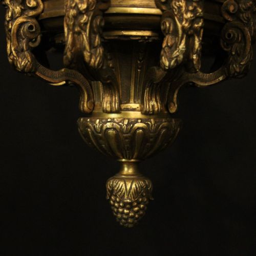 FRENCH GILDED BRONZE MAZARIN 8 LIGHT ANTIQUE CHANDELIER - ADDITIONAL PHOTO 6