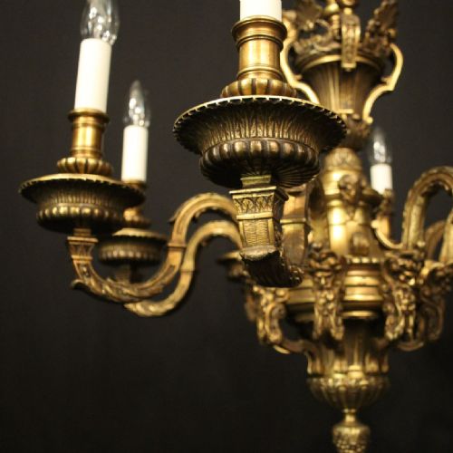 FRENCH GILDED BRONZE MAZARIN 8 LIGHT ANTIQUE CHANDELIER - ADDITIONAL PHOTO 7