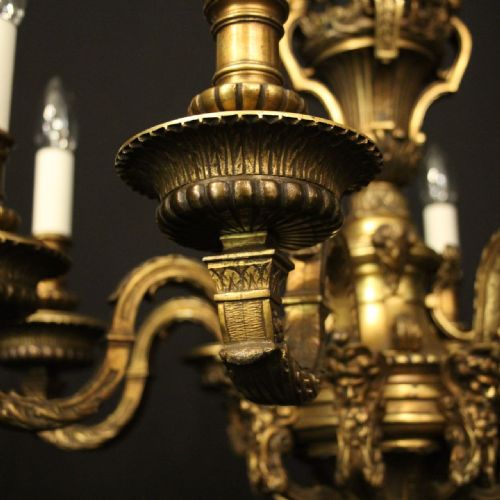 FRENCH GILDED BRONZE MAZARIN 8 LIGHT ANTIQUE CHANDELIER - ADDITIONAL PHOTO 8