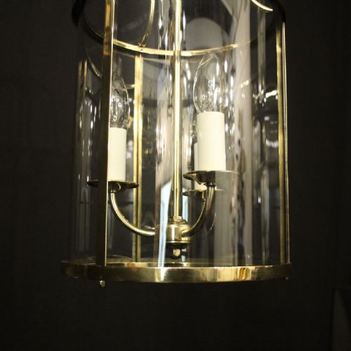 ENGLISH CONVEX BRASS TRIPLE LIGHT HALL LANTERN - ADDITIONAL PHOTO 6