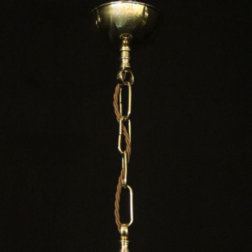 ENGLISH CONVEX BRASS TRIPLE LIGHT HALL LANTERN - ADDITIONAL PHOTO 9
