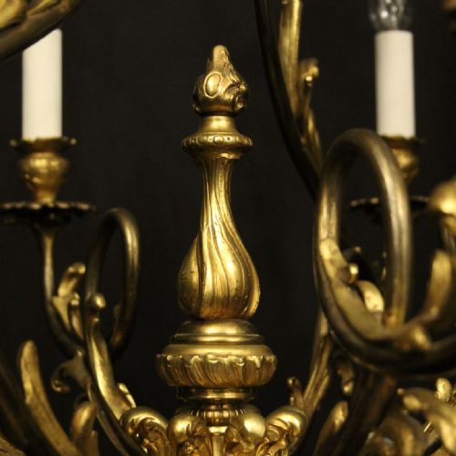 FRENCH GILDED BRONZE 8 LIGHT ANTIQUE CHANDELIER - ADDITIONAL PHOTO 5