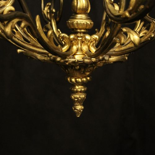 FRENCH GILDED BRONZE 8 LIGHT ANTIQUE CHANDELIER - ADDITIONAL PHOTO 7
