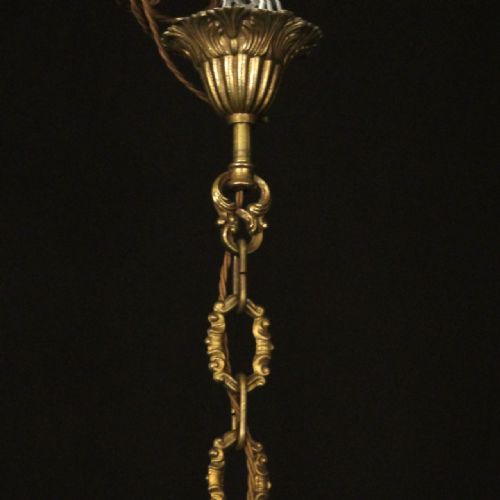 FRENCH GILDED BRONZE 8 LIGHT ANTIQUE CHANDELIER - ADDITIONAL PHOTO 9