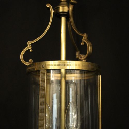 FRENCH SET OF 3 GILDED CONVEX HALL ANTIQUE LANTERNS - ADDITIONAL PHOTO 4