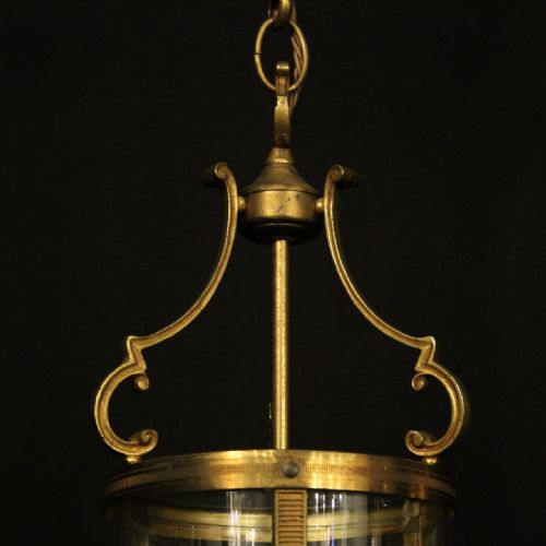 FRENCH SET OF 3 GILDED CONVEX HALL ANTIQUE LANTERNS - ADDITIONAL PHOTO 6