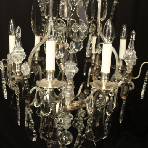FRENCH SILVER GILDED BRONZE CRYSTAL H VIAN ANTIQUE CHANDELIER - ADDITIONAL PHOTO 2