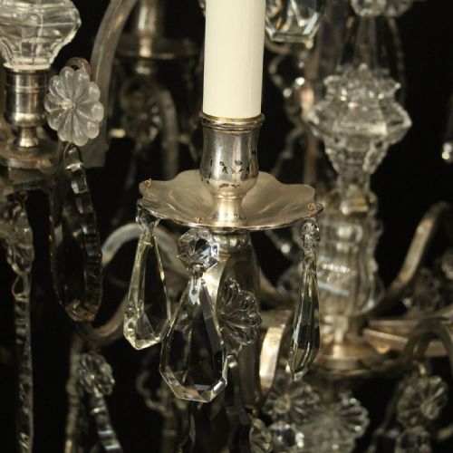 FRENCH SILVER GILDED BRONZE CRYSTAL H VIAN ANTIQUE CHANDELIER - ADDITIONAL PHOTO 4