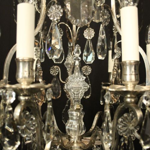 FRENCH SILVER GILDED BRONZE CRYSTAL H VIAN ANTIQUE CHANDELIER - ADDITIONAL PHOTO 5