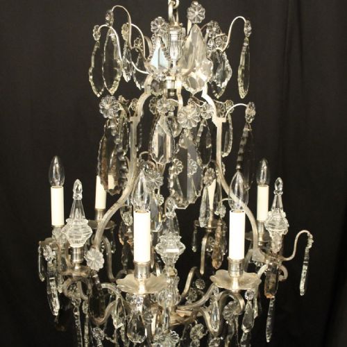 FRENCH SILVER GILDED BRONZE CRYSTAL H VIAN ANTIQUE CHANDELIER - ADDITIONAL PHOTO 7