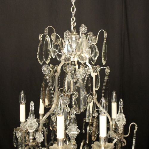 FRENCH SILVER GILDED BRONZE CRYSTAL H VIAN ANTIQUE CHANDELIER - ADDITIONAL PHOTO 8