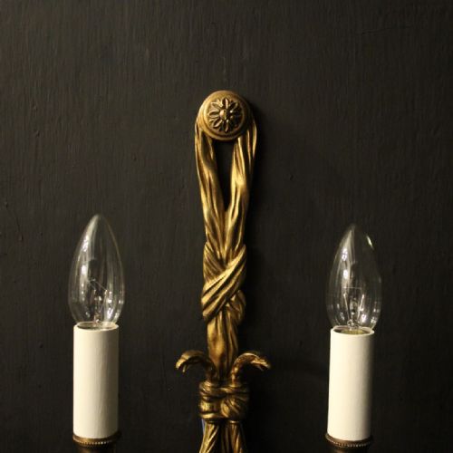 FRENCH SET OF 6 GILDED ROPE ANTIQUE WALL LIGHTS - ADDITIONAL PHOTO 2