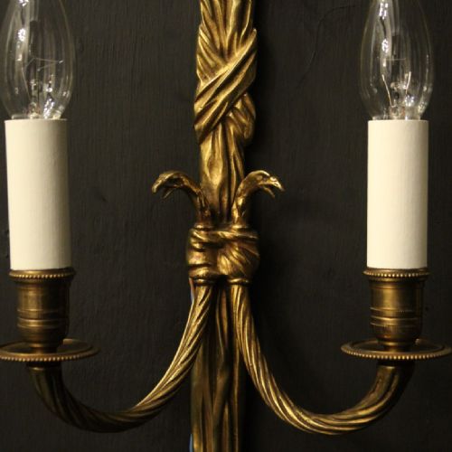 FRENCH SET OF 6 GILDED ROPE ANTIQUE WALL LIGHTS - ADDITIONAL PHOTO 3