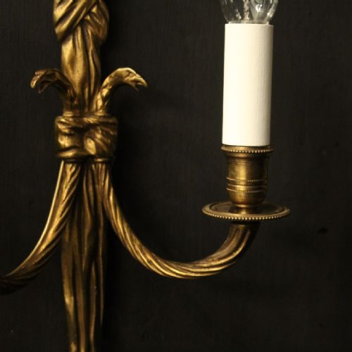 FRENCH SET OF 6 GILDED ROPE ANTIQUE WALL LIGHTS - ADDITIONAL PHOTO 4