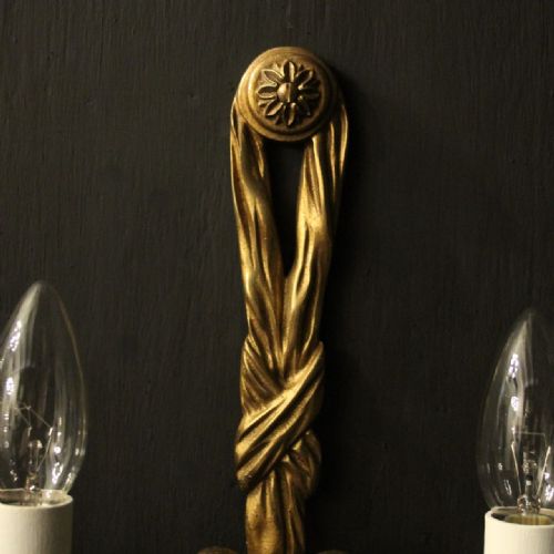 FRENCH SET OF 6 GILDED ROPE ANTIQUE WALL LIGHTS - ADDITIONAL PHOTO 5