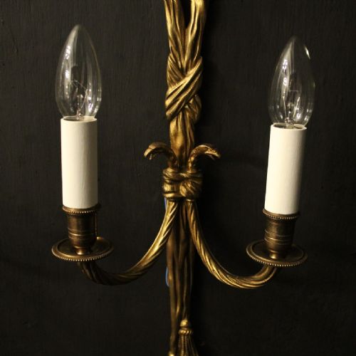 FRENCH SET OF 6 GILDED ROPE ANTIQUE WALL LIGHTS - ADDITIONAL PHOTO 6