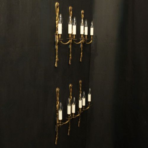 FRENCH SET OF 6 GILDED ROPE ANTIQUE WALL LIGHTS - ADDITIONAL PHOTO 9