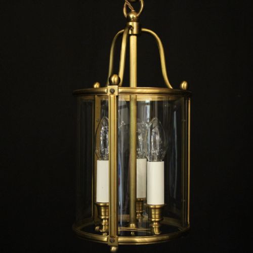 FRENCH GILDED TRIPLE LIGHT ANTIQUE LANTERN - ADDITIONAL PHOTO 1
