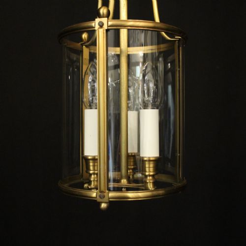 FRENCH GILDED TRIPLE LIGHT ANTIQUE LANTERN - ADDITIONAL PHOTO 2