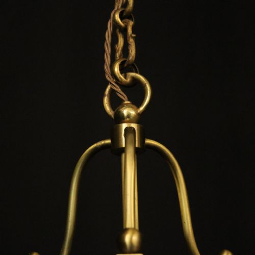 FRENCH GILDED TRIPLE LIGHT ANTIQUE LANTERN - ADDITIONAL PHOTO 3