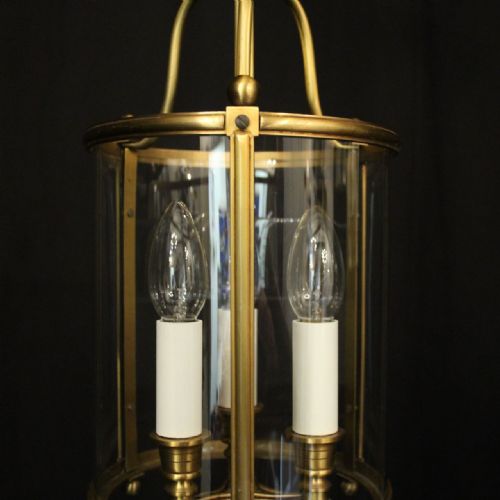FRENCH GILDED TRIPLE LIGHT ANTIQUE LANTERN - ADDITIONAL PHOTO 4
