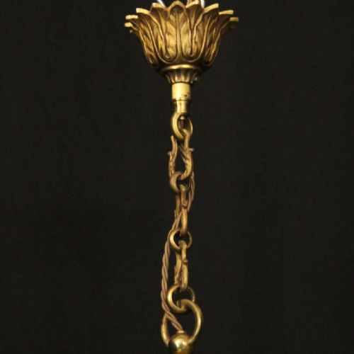FRENCH GILDED TRIPLE LIGHT ANTIQUE LANTERN - ADDITIONAL PHOTO 9