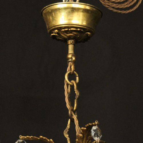 FRENCH GILDED BRASS CRYSTAL 9 LIGHT ANTIQUE CHANDELIER - ADDITIONAL PHOTO 9