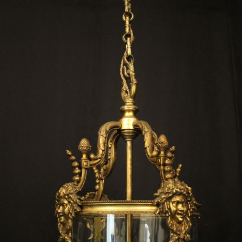 FRENCH GILDED BRONZE 19TH CENTURY 4 LIGHT ANTIQUE HALL LANTERN - ADDITIONAL PHOTO 4