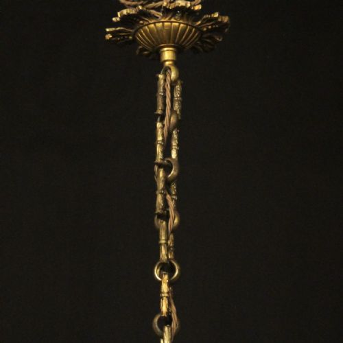 FRENCH GILDED BRONZE 19TH CENTURY 4 LIGHT ANTIQUE HALL LANTERN - ADDITIONAL PHOTO 9