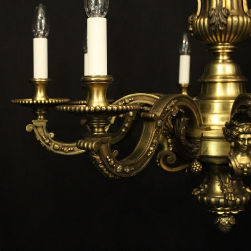 FRENCH GILDED BRONZE 8 LIGHT ANTIQUE CHANDELIER - ADDITIONAL PHOTO 1