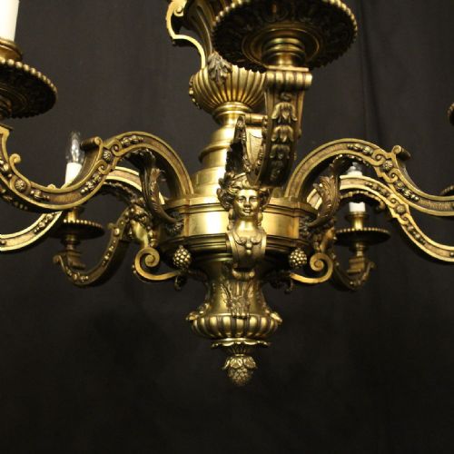 FRENCH GILDED BRONZE 8 LIGHT ANTIQUE CHANDELIER - ADDITIONAL PHOTO 3