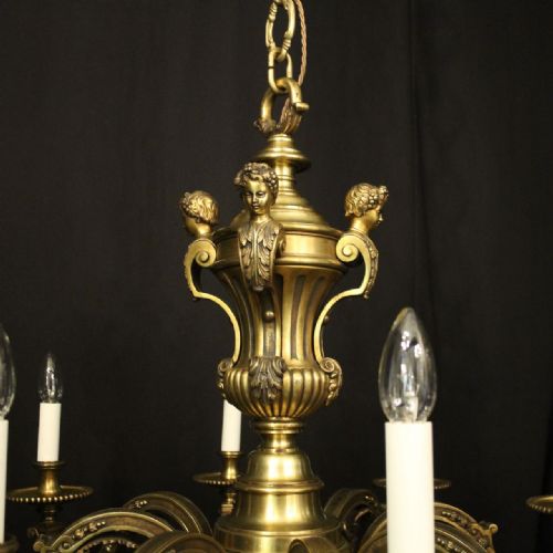 FRENCH GILDED BRONZE 8 LIGHT ANTIQUE CHANDELIER - ADDITIONAL PHOTO 7