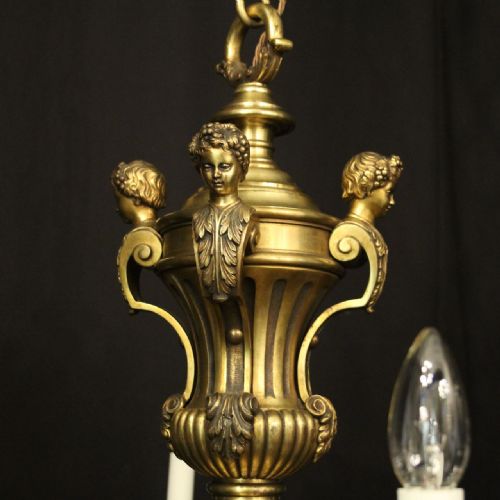 FRENCH GILDED BRONZE 8 LIGHT ANTIQUE CHANDELIER - ADDITIONAL PHOTO 8