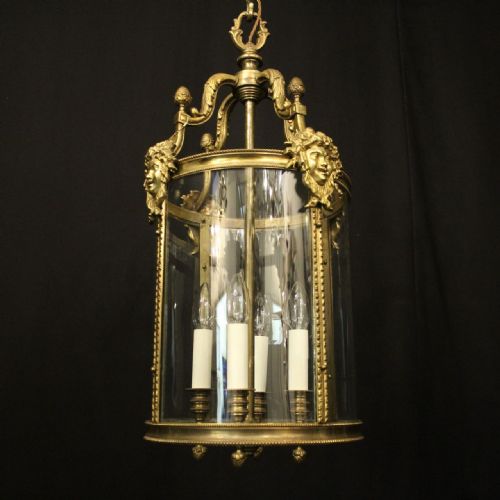 FRENCH 19TH CENTURY BRONZE 4 LIGHT ANTIQUE HALL LANTERN - ADDITIONAL PHOTO 2