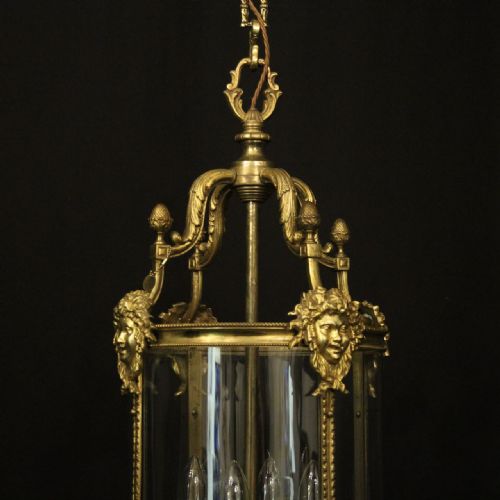 FRENCH 19TH CENTURY BRONZE 4 LIGHT ANTIQUE HALL LANTERN - ADDITIONAL PHOTO 3