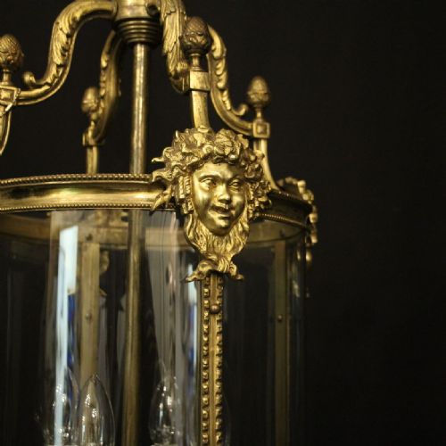 FRENCH 19TH CENTURY BRONZE 4 LIGHT ANTIQUE HALL LANTERN - ADDITIONAL PHOTO 6