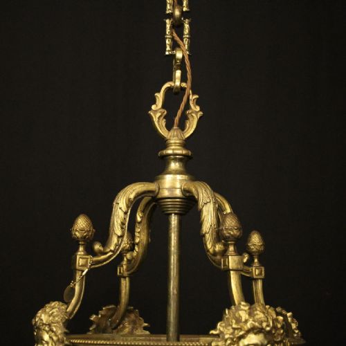 FRENCH 19TH CENTURY BRONZE 4 LIGHT ANTIQUE HALL LANTERN - ADDITIONAL PHOTO 8