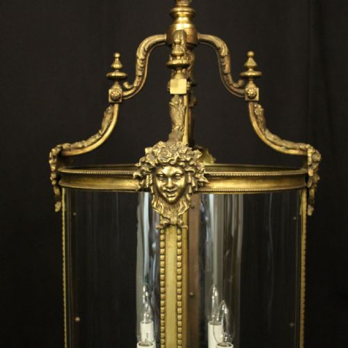 FRENCH 19TH CENTURY LARGE GILDED BRONZE ANTIQUE HALL LANTERN - ADDITIONAL PHOTO 2