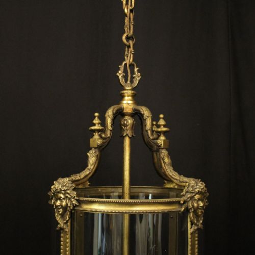 FRENCH 19TH CENTURY LARGE GILDED BRONZE ANTIQUE HALL LANTERN - ADDITIONAL PHOTO 5