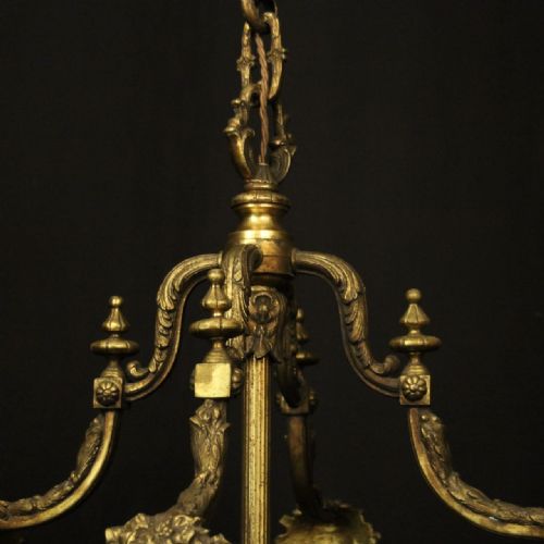 FRENCH 19TH CENTURY LARGE GILDED BRONZE ANTIQUE HALL LANTERN - ADDITIONAL PHOTO 6