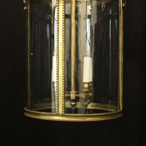 FRENCH 19TH CENTURY LARGE GILDED BRONZE ANTIQUE HALL LANTERN - ADDITIONAL PHOTO 7