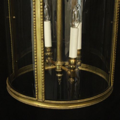 FRENCH 19TH CENTURY LARGE GILDED BRONZE ANTIQUE HALL LANTERN - ADDITIONAL PHOTO 8