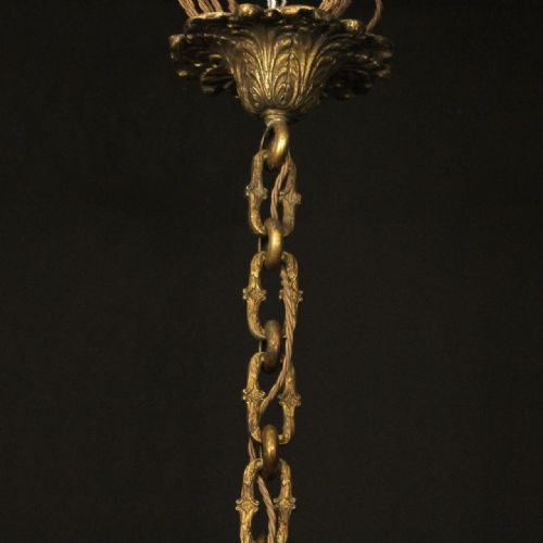FRENCH 19TH CENTURY LARGE GILDED BRONZE ANTIQUE HALL LANTERN - ADDITIONAL PHOTO 9
