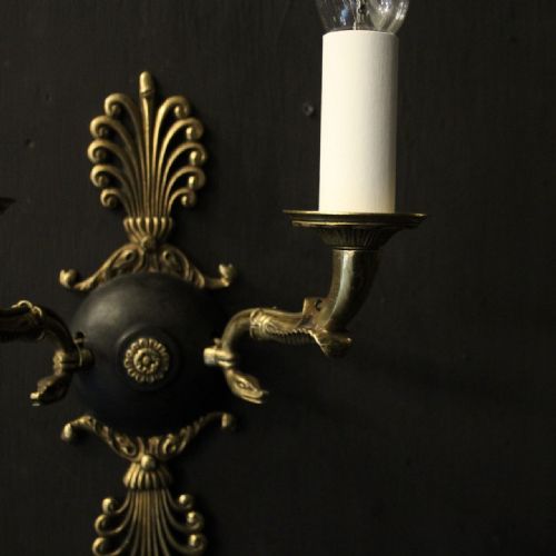 FRENCH PAIR OF EMPIRE ANTIQUE WALL LIGHTS - ADDITIONAL PHOTO 2