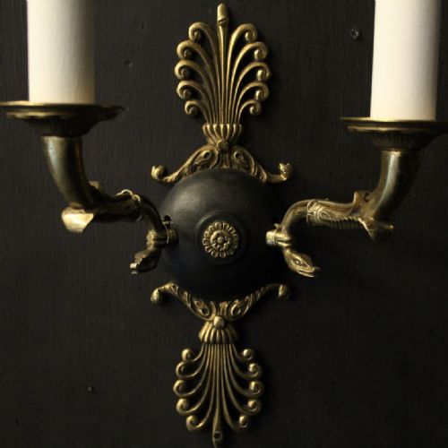FRENCH PAIR OF EMPIRE ANTIQUE WALL LIGHTS - ADDITIONAL PHOTO 3